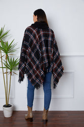 Shiny Turtleneck Plaid Raw Hem Sweater OutfitFlow